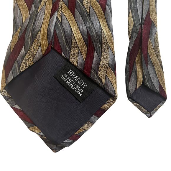 Cocktail Collection Brandy As Seen Under the Microscope Burgundy Gray Tan Tie - Picture 7 of 8